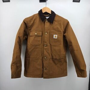 Carhartt WIP Michigan Coat Mens Small Hamilton Brown Canvas Chore Jacket
